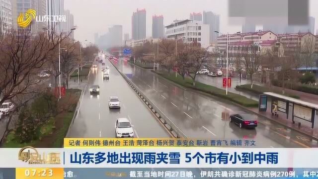 山东多地出现雨夹雪 5个市有小到中雨 全省平均降水达到5毫米左右