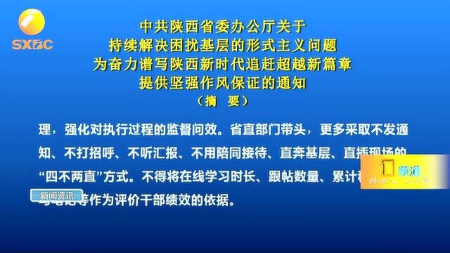 陕西省委办公厅印发关于持续解决困扰基层的形式主义问题的通知