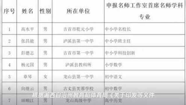 公示:湘西州这些老师拟评为首席名师和学科带头人