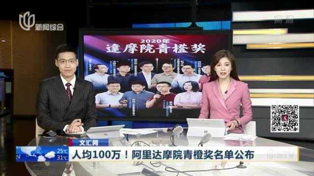 文汇网:人均100万!阿里达摩院青橙奖名单公布