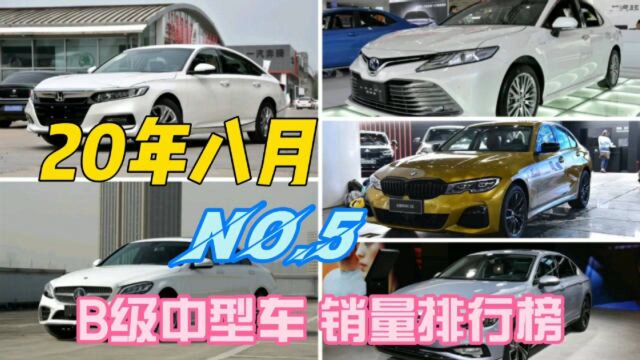 20年八月:全国B级中型车销量排行榜,大众不可怕不买帕萨特就行