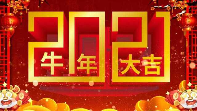 2021牛年大吉金元宝梅花灯笼红色背景金色汉字倒计时恭贺新春春节除夕元旦年会开场视频新春10秒倒计时素材TV