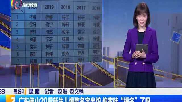 广东佛山20后新生儿爆款名字出炉 你家娃“撞名”了吗