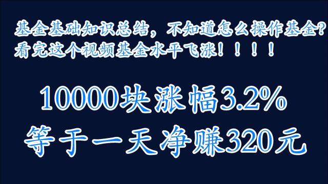 基金基础知识总结,不知道怎么操作基金?看完这个视频基金水平飞涨!