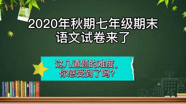 2020你秋期七年级期末语文试卷来了这几道题的难度你感受到了吗?