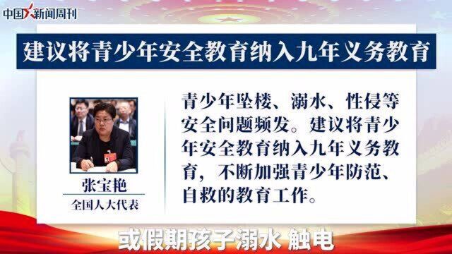 全国人大代表张宝艳:建议将青少年安全教育纳入九年义务教育