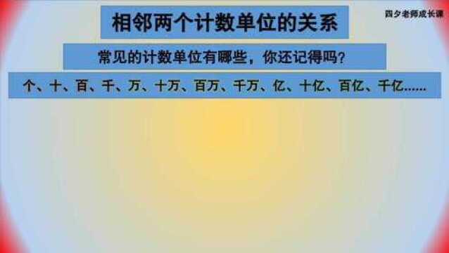 四年级数学:相邻两个计数单位的关系(进率)