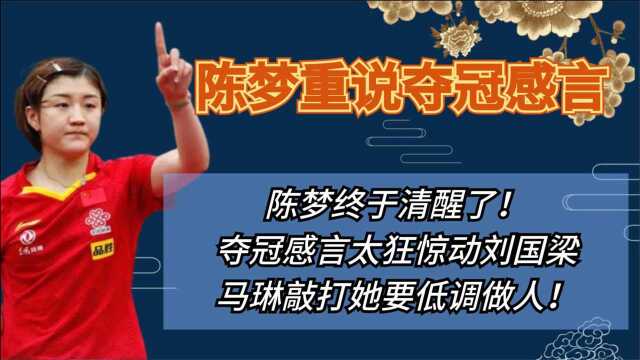 陈梦终于清醒了!夺冠感言太狂惊动刘国梁,马琳敲打她要低调做人