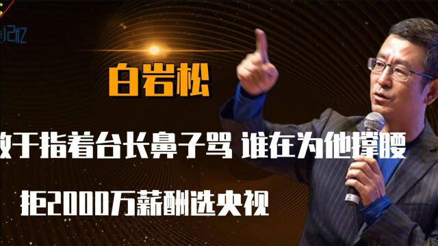 白岩松:果断拒绝2000万薪酬,敢指着台长鼻子骂?他有何底气?