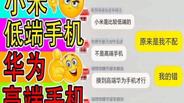 淘宝客服:“小米”是低端手机,“华为”是高端手机