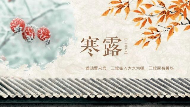 王家荣:24节气之寒露节气的由来和寒露风俗及寒露古诗词名句