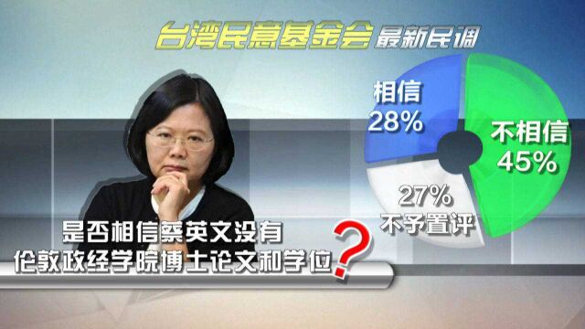 岛内亲绿民调:28%民众不信蔡英文有博士学位,陈水扁也乘机揶