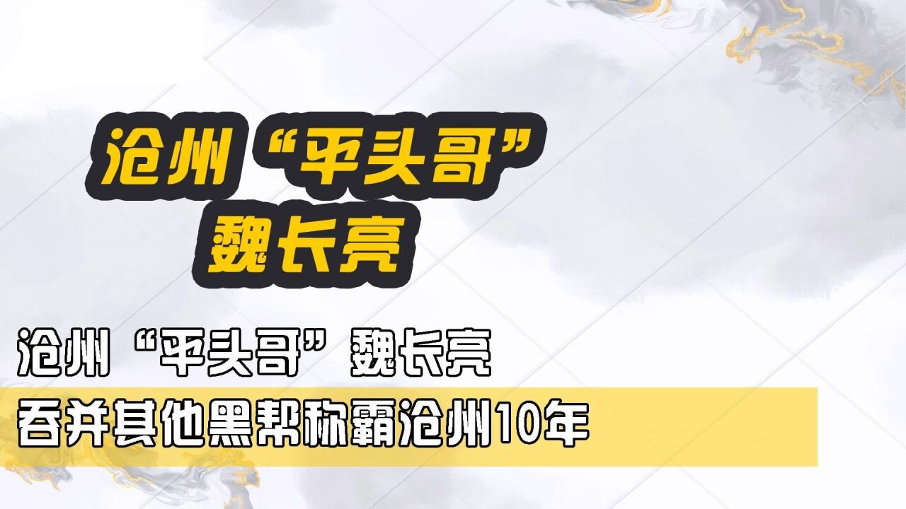 沧州"平头哥"魏长亮,吞并其他黑帮称霸沧州10年,揭秘魏长亮幕后江湖