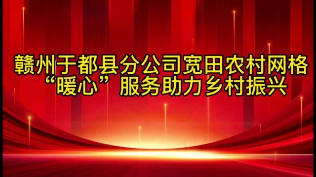 赣州于都县分公司宽田网格“暖心”服务助力乡村振兴