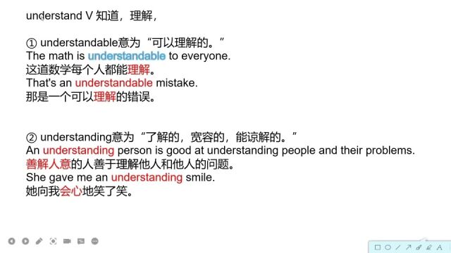 understanding 和 understandable 之间的区别