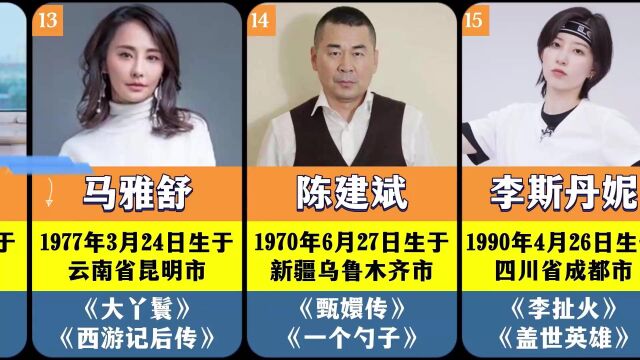 21位回族明星,刘诗诗、蒋欣、马思纯,你最喜欢谁?