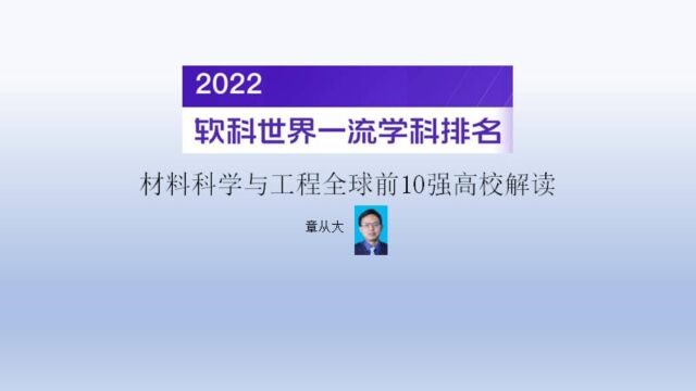 2022材料科学与工程全球前10强高校解读,含清华大学