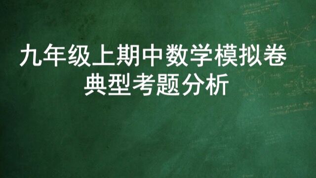 九年级期中模拟试卷重点题型分析