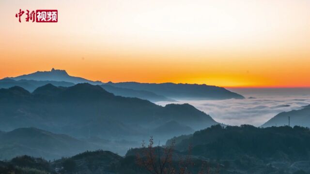 安徽岳西:云霞出海曙积雪度新晴