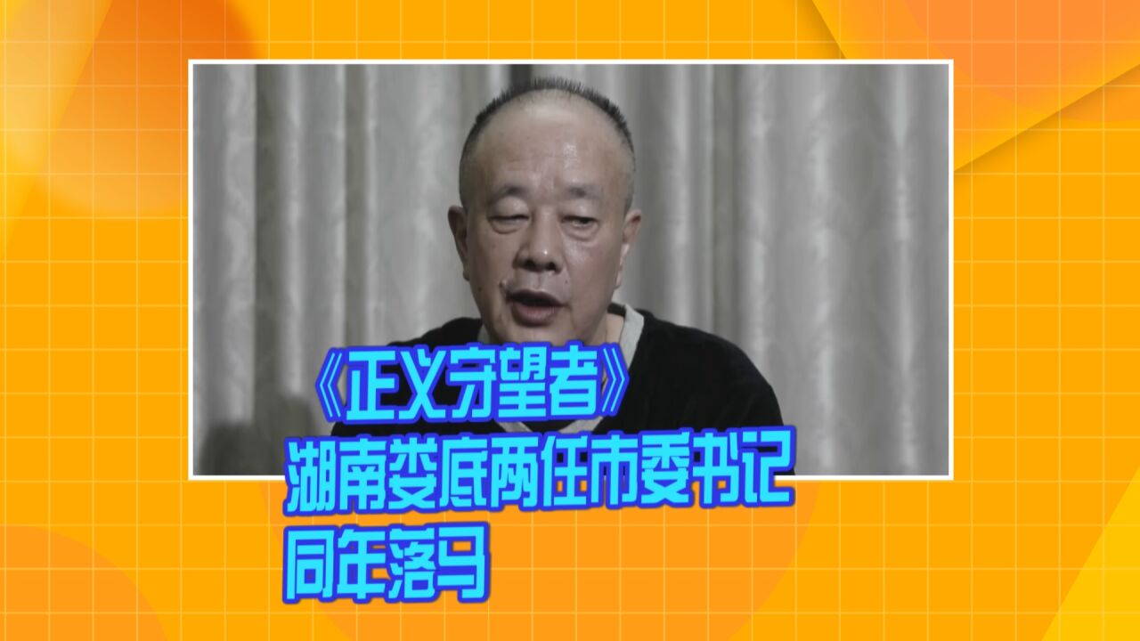 《正义守望者》湖南娄底:两任市委书记同年落马