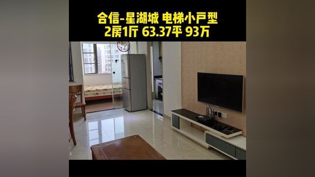 合信星湖城 电梯小户型 2房1厅 63.37平 93万 电梯高楼层 收净