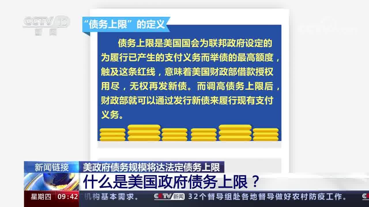 美政府债务规模将达法定债务上限 什么是美国政府债务上限?