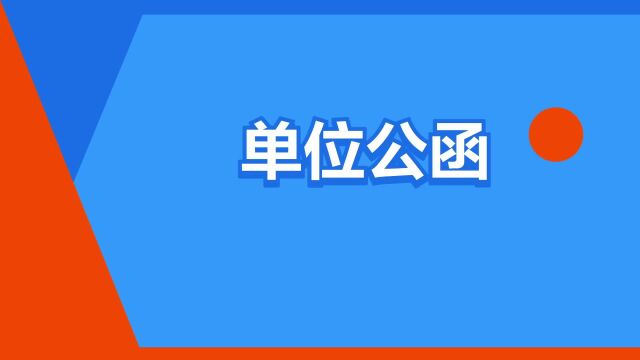 “单位公函”是什么意思?