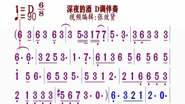 《深夜的酒》简谱D调伴奏 完整版请点击上面链接 知道吖张效贤课程主页