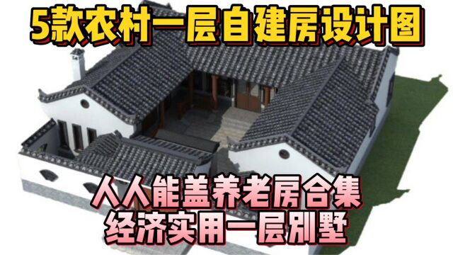 5款农村一层自建房设计,人人能盖养老房合集,经济实用一层别墅