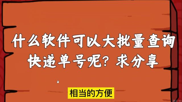 什么软件可以大批量查询快递单号呢?求分享