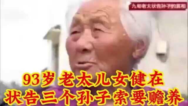 93岁老太儿女健在,状告三个孙子索要赡养费,孙子:轮得到我吗?