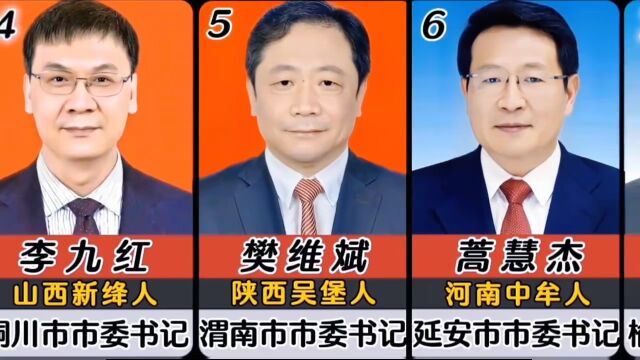 陕西10位现任省辖市委书记