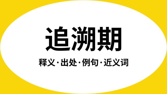 “追溯期”是什么意思?