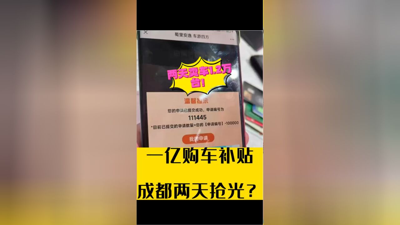 成都两天卖了1.2万台新能源车,一亿补贴如何瞬间抢完