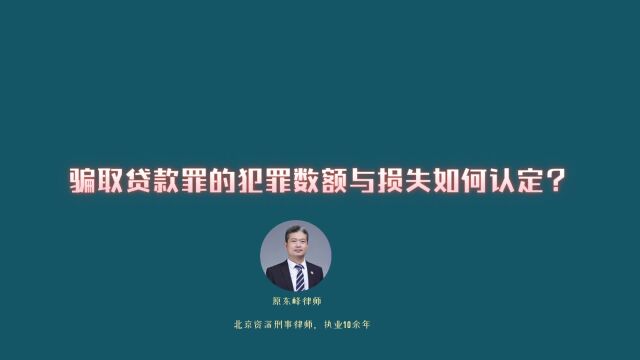 骗取贷款罪的“犯罪数额”与“损失”如何认定?