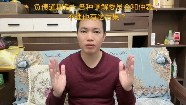 负债逾期后,各种调解委员会和仲裁,不理他有啥后果?