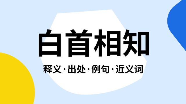 “白首相知”是什么意思?