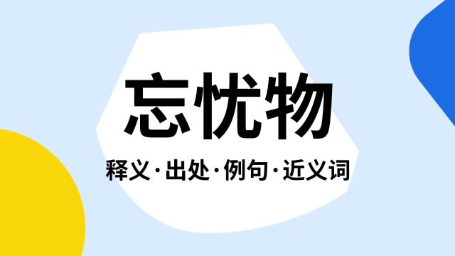 “忘忧物”是什么意思?