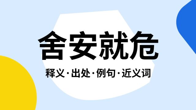 “舍安就危”是什么意思?