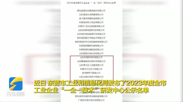 2023年度东营市工业企业“一企一技术”研发中心名单公示 河口区有7家上榜