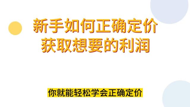 2.新手如何正确定价,获取想要的利润