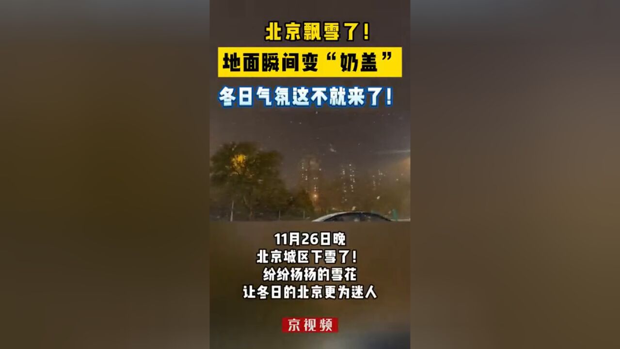 北京飘雪了!地面瞬间变“奶盖”,冬日气氛这不就来了