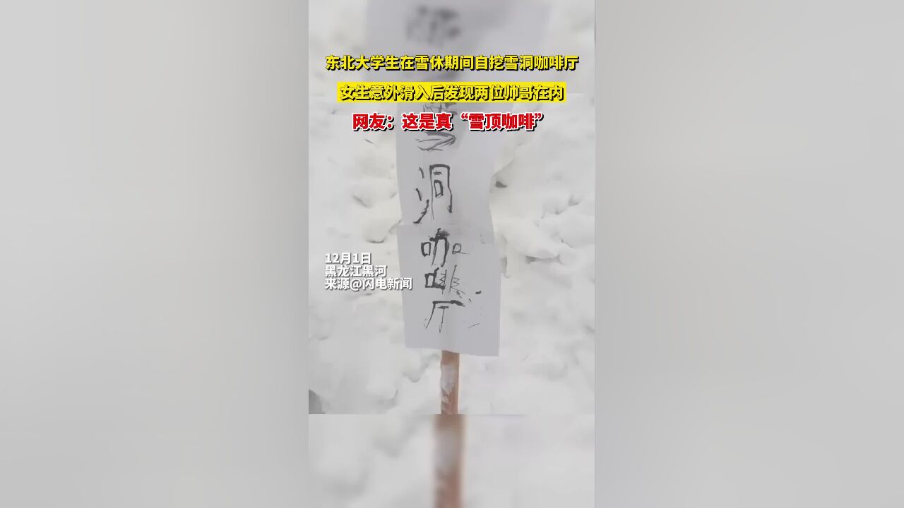 大学生雪休期间自挖雪洞咖啡厅,女生意外滑入后发现两位帅哥在内