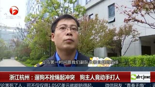 浙江杭州:遛狗不拴绳起冲突 狗主人竟动手打人