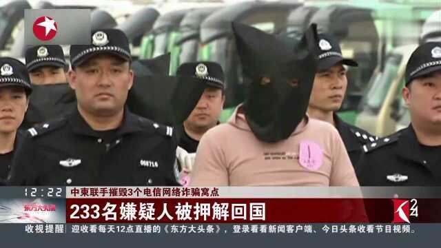 中柬联手摧毁3个电信网络诈骗窝点 233名嫌疑人被押解回国