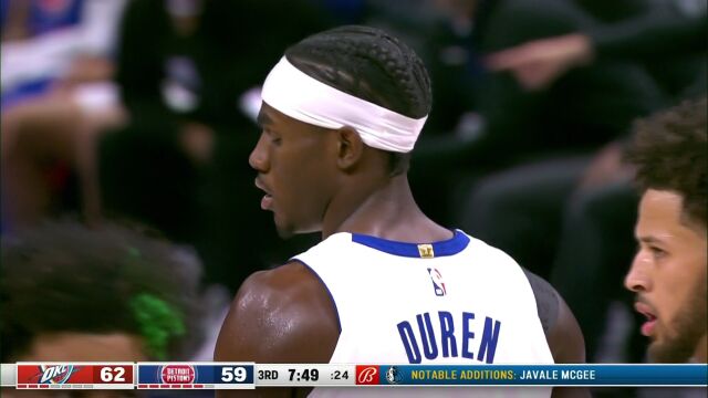 NBA季前赛：雷霆vs活塞第3节英文原声回放