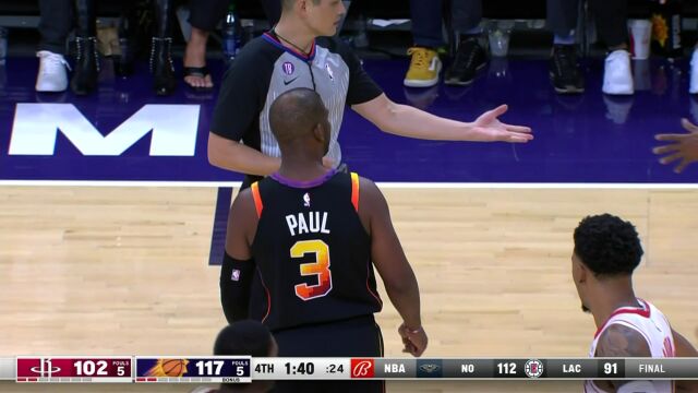 NBA常规赛：火箭vs太阳第4节英文原声回放