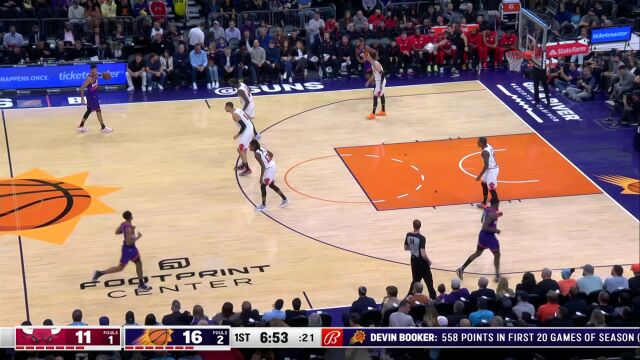 NBA常规赛：公牛vs太阳第1节英文原声回放