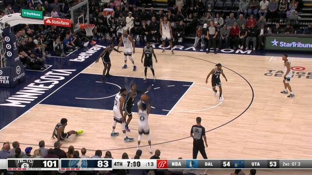 NBA季前赛：篮网vs森林狼英文原声全场回放