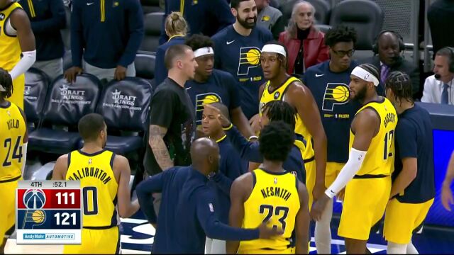 NBA常规赛：奇才vs步行者第4节 中文解说回放